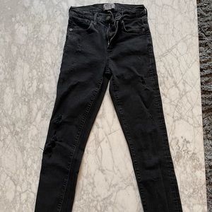 AGOLDE black skinny distressed denim